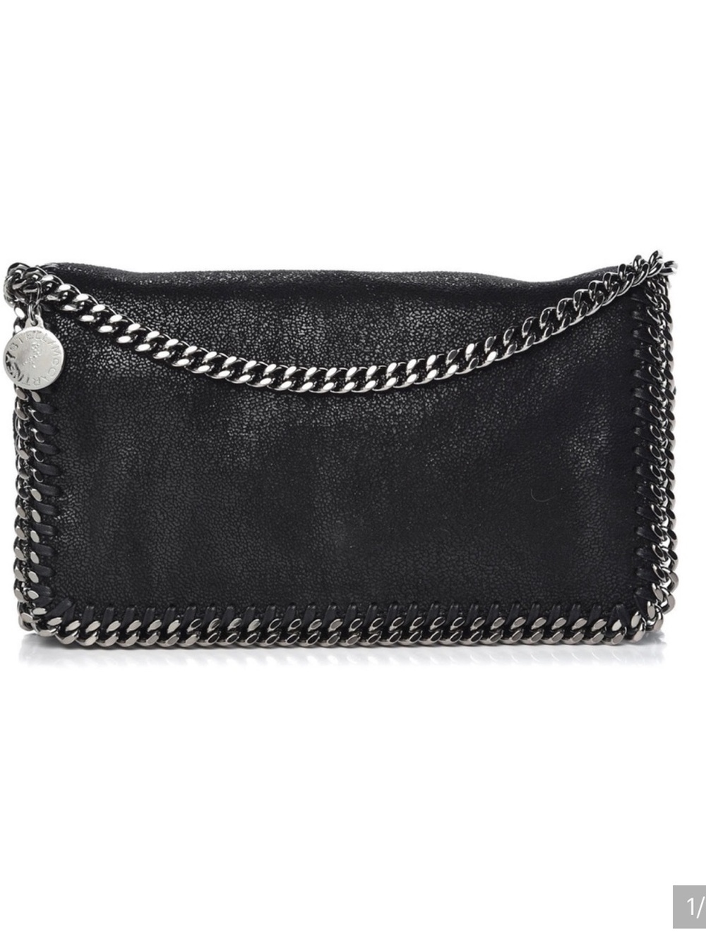 Stella McCartney Black Shaggy Deer Falabella crossbody clutch